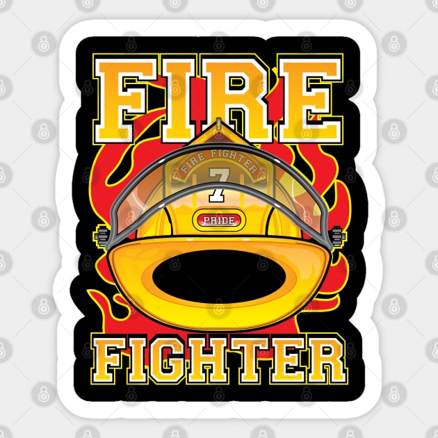 Fire Fighter Yellow Helmet Sticker by eShirtLabs